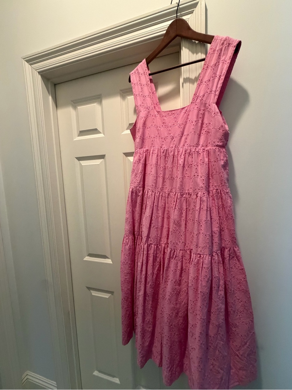 Anthropologie Pink Eyelet Maxi Dress